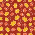 Maple leaf pattern line art Background with maple leaves Royalty Free Stock Photo