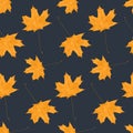Maple leaf print autumn seamless pattern orange maple leaf vector illustration Royalty Free Stock Photo