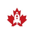Maple leaf and rocket vector logo design.