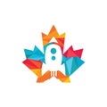 Maple leaf and rocket vector logo design.