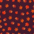 Maple leaf seamless pattern. Flat vector clipart, illustration Royalty Free Stock Photo