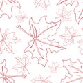 Maple leaf seamless pattern. Vector of a seamless maple leaf pattern. Hand drawn maple leaf Royalty Free Stock Photo