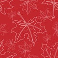 Maple leaf seamless pattern. Vector of a seamless maple leaf pattern. Hand drawn maple leaf Royalty Free Stock Photo