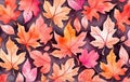 Maple Leaf Seamless Vector Pattern for Autumn Vector nature background Royalty Free Stock Photo