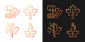 Maple leaf significance gradient icons set for dark and light mode Royalty Free Stock Photo