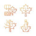 Maple leaf significance gradient linear vector icons set Royalty Free Stock Photo