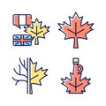 Maple leaf significance RGB color icons set