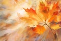 A Maple Leaf Sunbeam Background with Leaves Falling and Young At