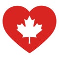 Maple leaf symbol of Canada on a red heart background Royalty Free Stock Photo