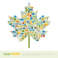 Maple Leaf Symbol. Flat Ecology Icons Concept