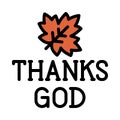 Maple leaf with Thank text icon, Thanksgiving related vector