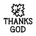 Maple leaf with Thank text icon, Thanksgiving related vector