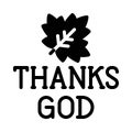 Maple leaf with Thank text icon, Thanksgiving related vector