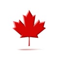 Maple leaf vector icon. Canada vector symbol red volume shape maple leaf clip art. Royalty Free Stock Photo