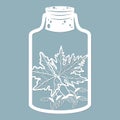 Maple leaves in a glass jar. Laser cut. Vector illustration. Pattern for the laser cut, serigraphy, plotter and screen printing