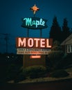 Maple Motel vintage neon sign at night, Newington, Connecticut