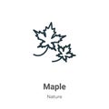 Maple outline vector icon. Thin line black maple icon, flat vector simple element illustration from editable nature concept