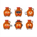 Maple syrup cartoon character are playing games with various cute emoticons