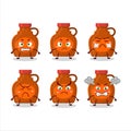 Maple syrup cartoon character with various angry expressions