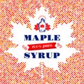 Maple syrup poster, card, label Maple Leaf, bottle icon Royalty Free Stock Photo