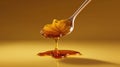 Maple syrup pouring on spoon. Generative AI Royalty Free Stock Photo