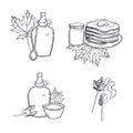 Maple syrup set. Sketch illustration Royalty Free Stock Photo