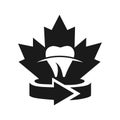 Maple Teeth Logo Design. Canadian Medical Logo. Red Maple Leaf with Tooth Vector