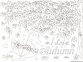 Maple tree, falling maple leaves sketch, umbrella monochrome romantic background lettering I love autumn