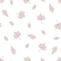 Maple tree leaf brown texture. Seamless vector pattern. Autumn season theme background. Fall graphic illustration Royalty Free Stock Photo