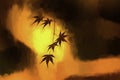maple tree leaves in back light Royalty Free Stock Photo