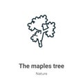 The maples tree outline vector icon. Thin line black the maples tree icon, flat vector simple element illustration from editable Royalty Free Stock Photo