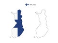 Finland map city vector divided by outline simplicity style. Have 2 versions, black thin line version and color of country flag ve