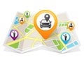 Car Hailing Apps concept on a map on white background