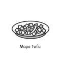 Mapo tofu icon. Chinese Sichuan soy fermented soy bean dish simple vector illustration