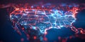Mapping the Digital Network Connectivity and Data Transfer in America for Cyber Technology and Royalty Free Stock Photo