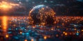 Mapping Global Network Connections on Earth. Concept Global network connections, Internet