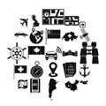 Mapping icons set, simple style Royalty Free Stock Photo