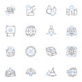 Mapping software line icons collection. Cartography, GIS, Geospatial, Navigation, Topography, Projections, Spatial Royalty Free Stock Photo