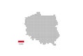 Vector square pixel dotted map of Poland isolated on white background with Poland flag