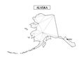 Polygonal abstract map state of Alaska with connected triangular shapes formed from lines. Capital of state -Juneau