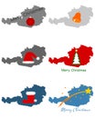 Maps of Austria with Christmas symbols