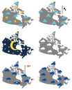 Maps of Canada with various weather symbols