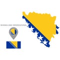 Maps of Bosnia and Herzegovina with national flags icon vector design symbol Royalty Free Stock Photo