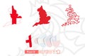 Maps of England in three versions for rugby international championship