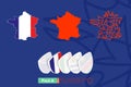 Maps of France in three versions for rugby international championship