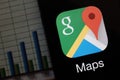 Maps and iphone 11 pro with the Google Maps logo Royalty Free Stock Photo