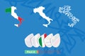 Maps of Italy in three versions for rugby international championship