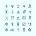 Maps and location flat vector icons