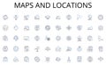 Maps and locations line icons collection. Tariffs, Duties, Imports, Exports, Declarations, Clearance, Regulations vector