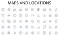 Maps and locations line icons collection. Wages, Salary, Commission, Bonuses, Tips, Dividends, Royalties vector and